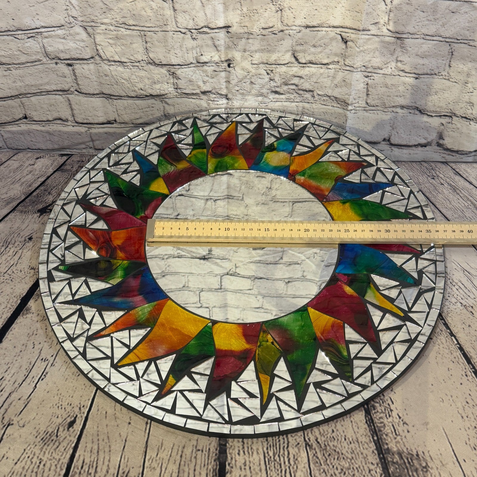 Rainbow Black Sun Flame Mosaic Tile Wall Mirror 50cm x 50cm 20 Inches Handmade6