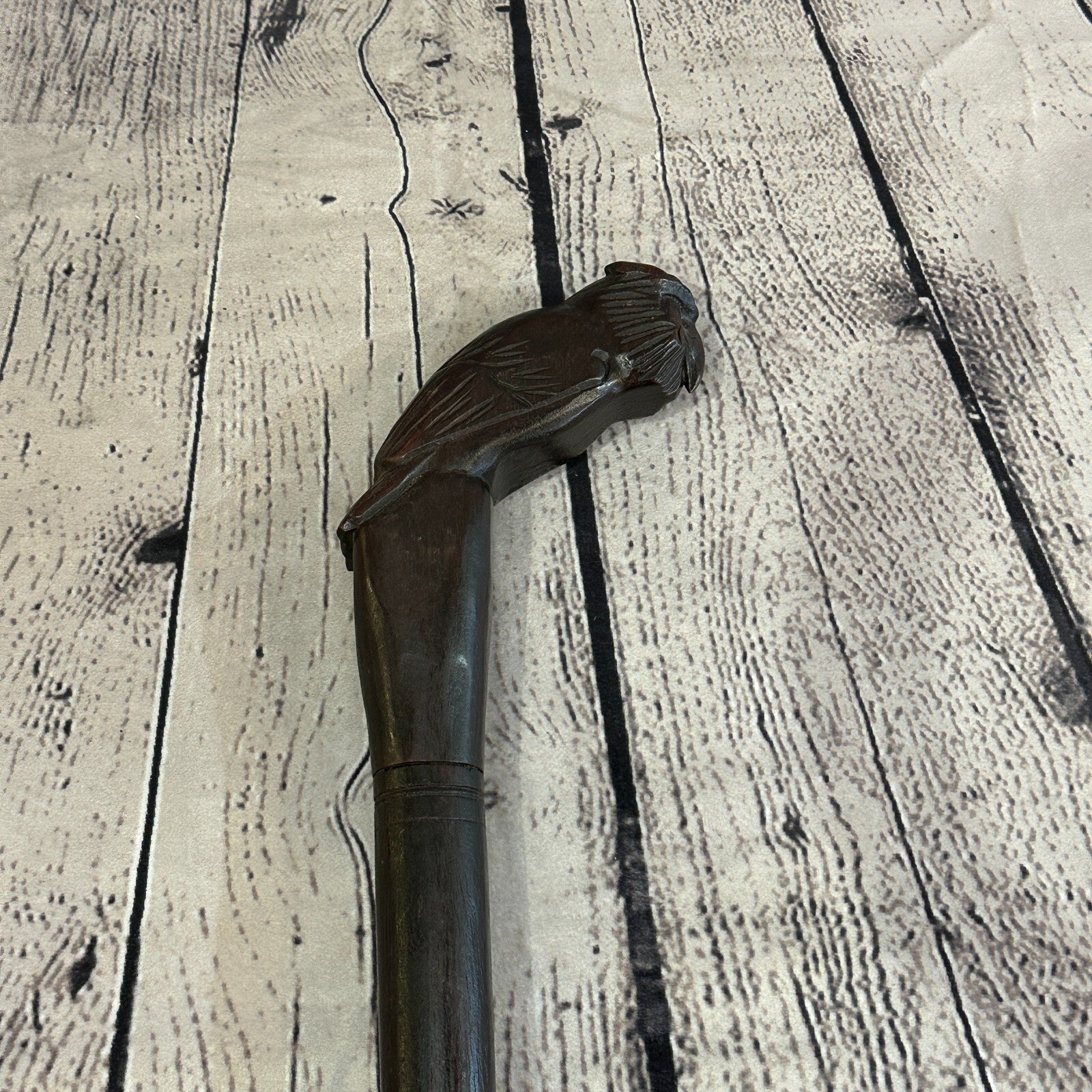 Wise Owl 90cm Tribal African Walking Stick Cane Hand Carved Dark Wood0