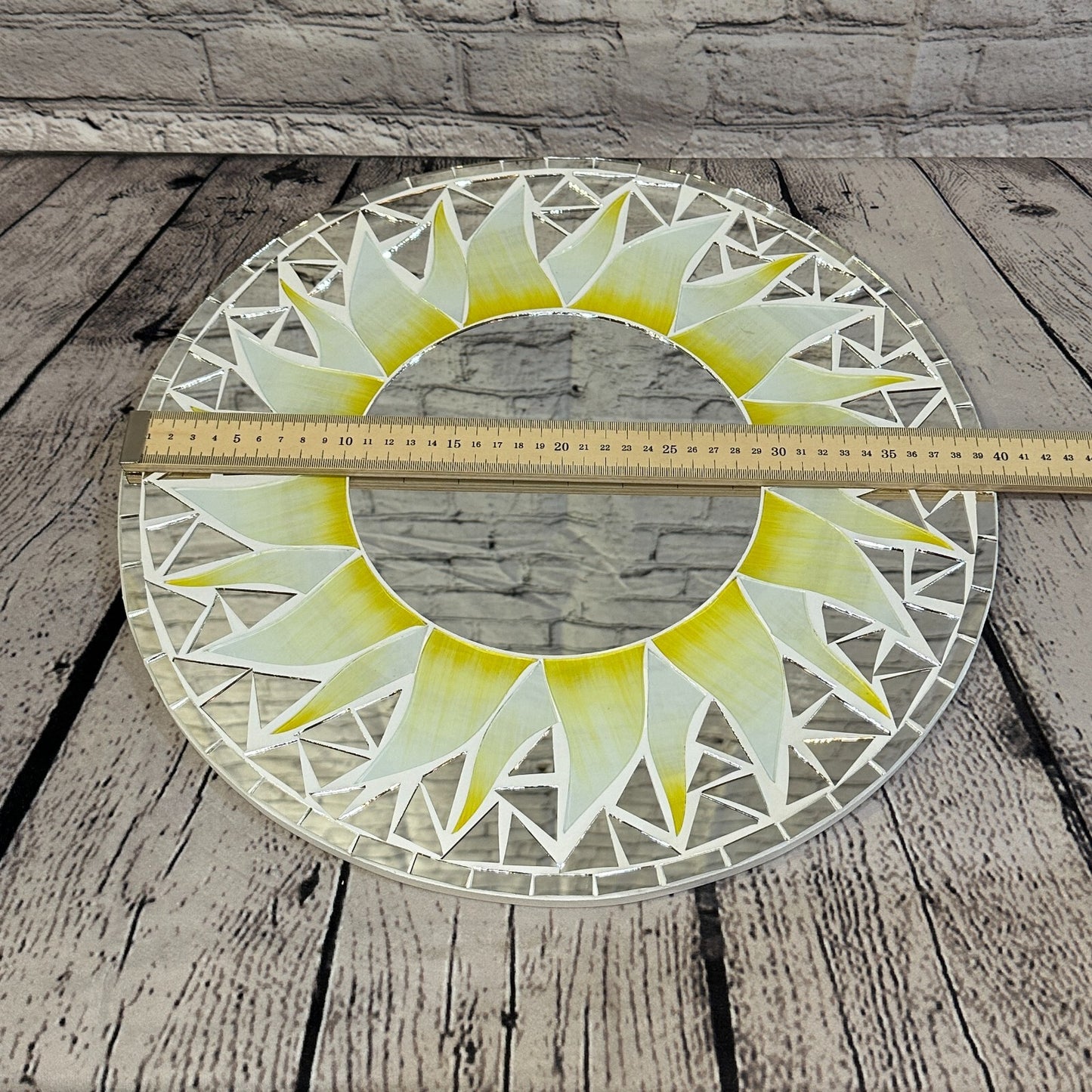 White Sun Flame Mosaic Tile Wall Mirror 40cm x 40cm 16Inches Handmade3