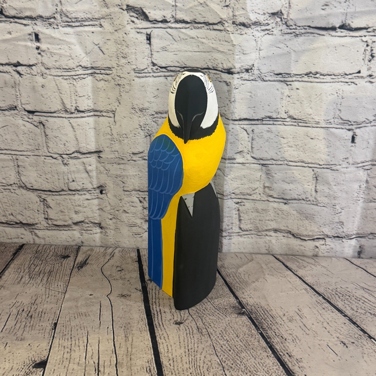 30cm Bright Blue Parrot Bird Ornament Statue Fair Trade Hand Made Carved Wood1