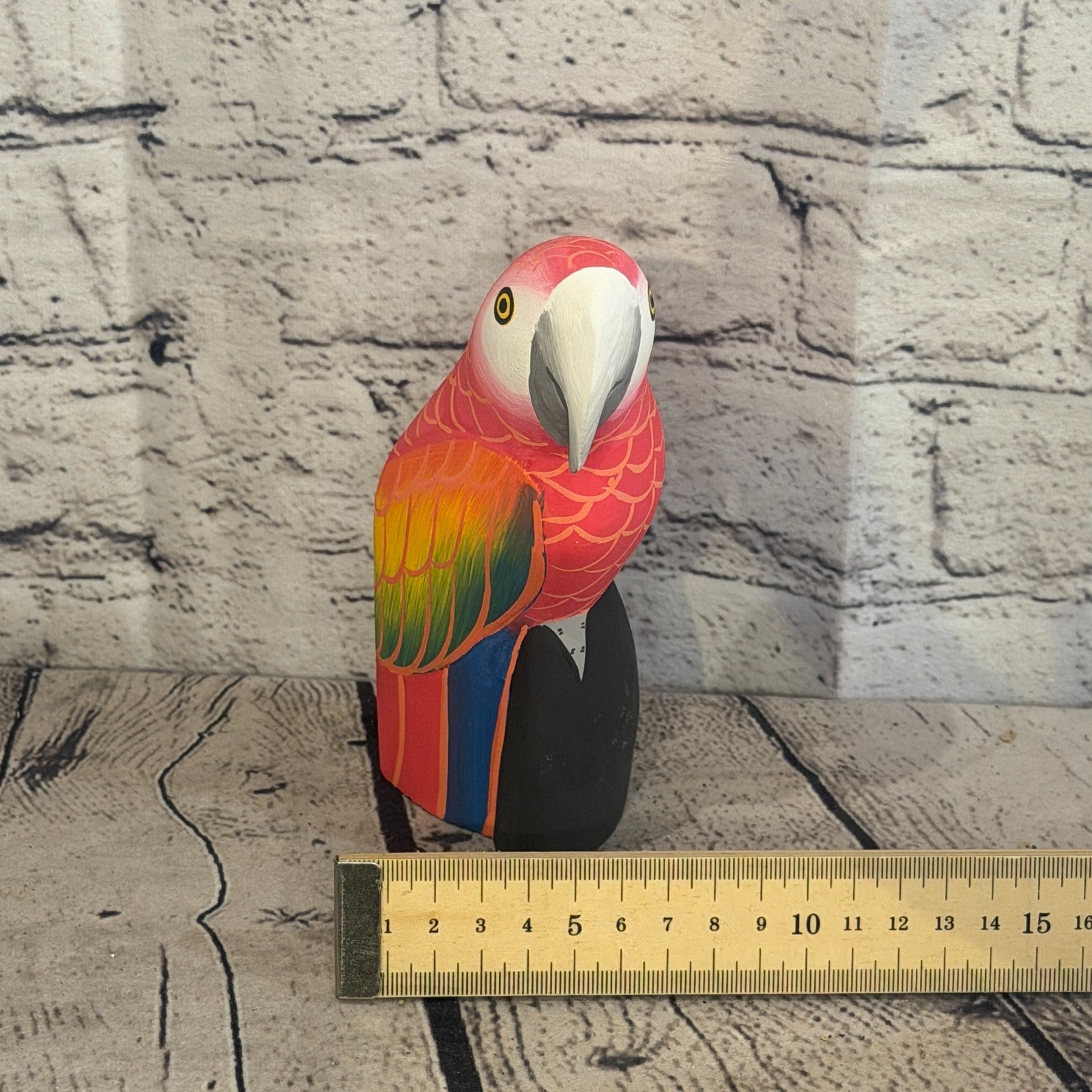 15cm Bright Red Parrot Bird Ornament Statue Fair Trade Hand Made Carved Wood7