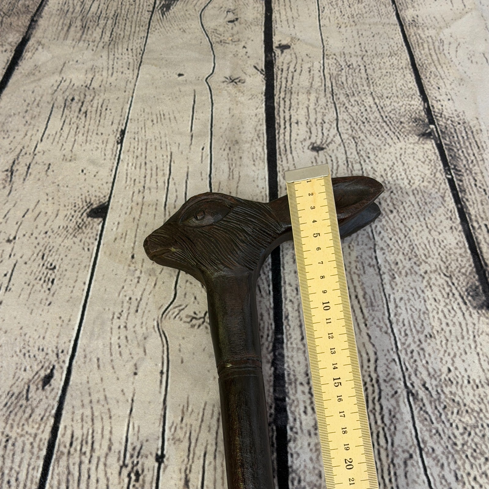 Rabbit Hare Head 90cm Tribal African Walking Stick Cane Hand Carved Dark Wood8