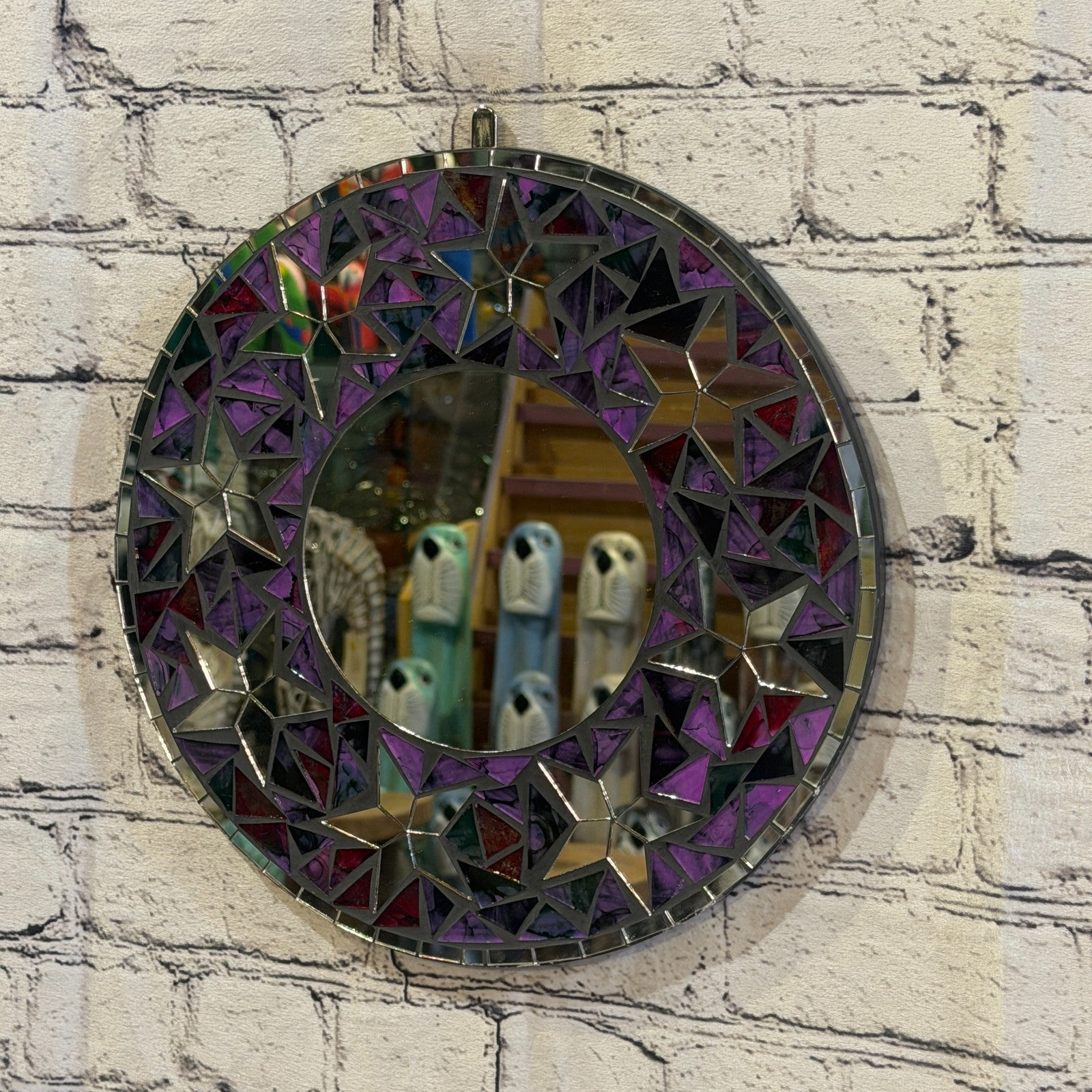 Purple Star Black Mosaic Tile Wall Mirror 30cm x 30cm 12 Inches Handmade1