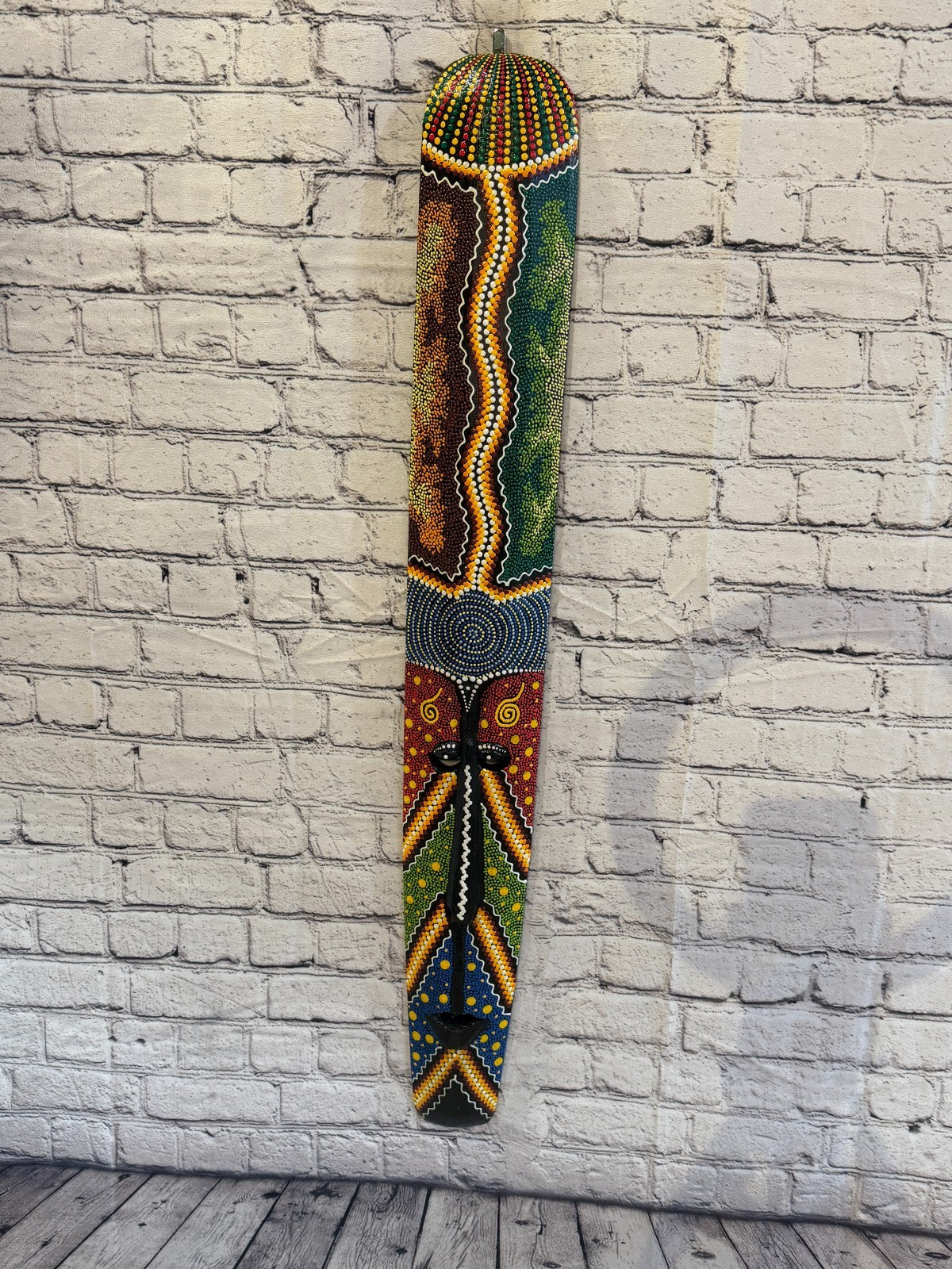 100cm Mask Carved Wooden Dot Painted Ethnic Tribal Tiki Wall Art No 1 New2