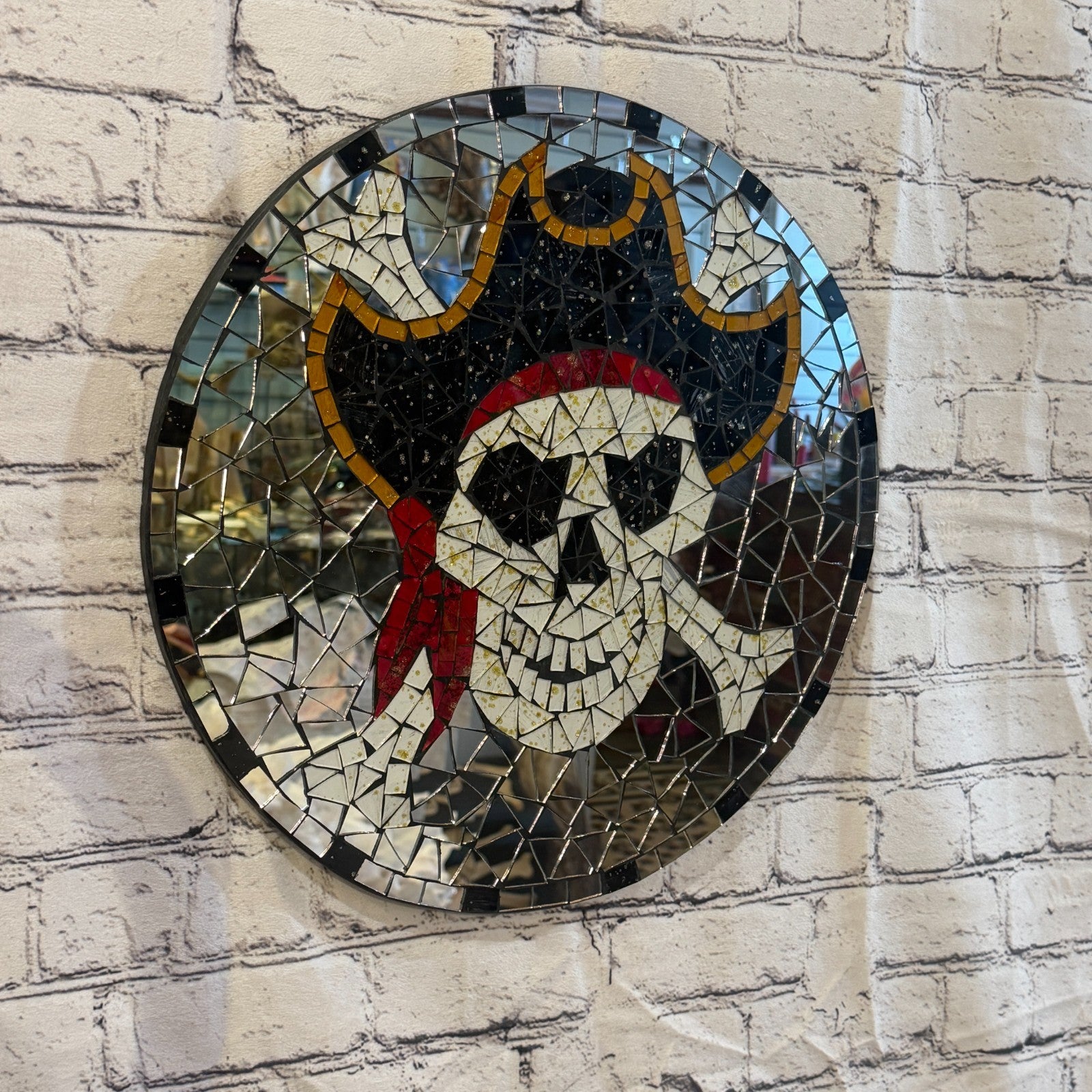 Skull & Cones Pirate Mosaic Tile Wall Mirror 40cm x 40cm 16 Inches Handmade New0