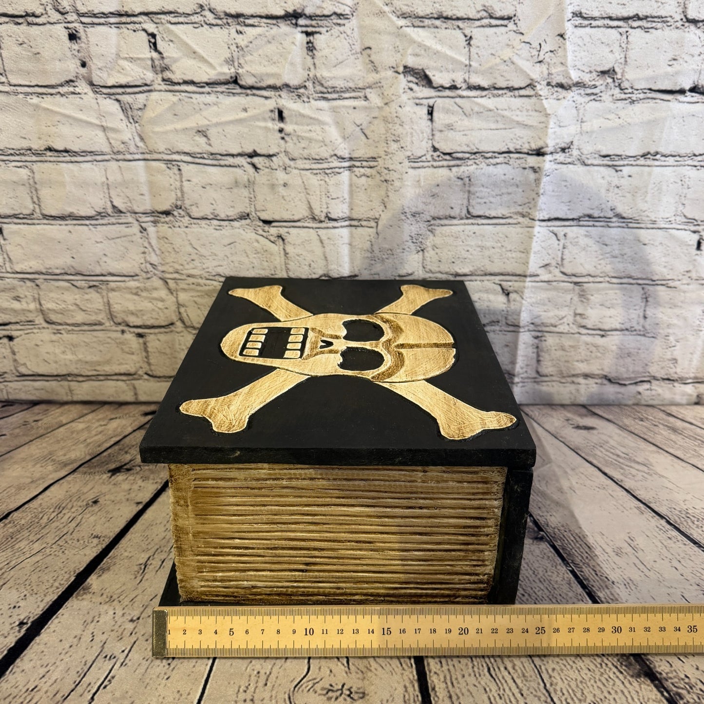 30cm x 24cm x 15cm Book Wood Gothic Skeleton Skull Coffin Jewellery Trinket Box9