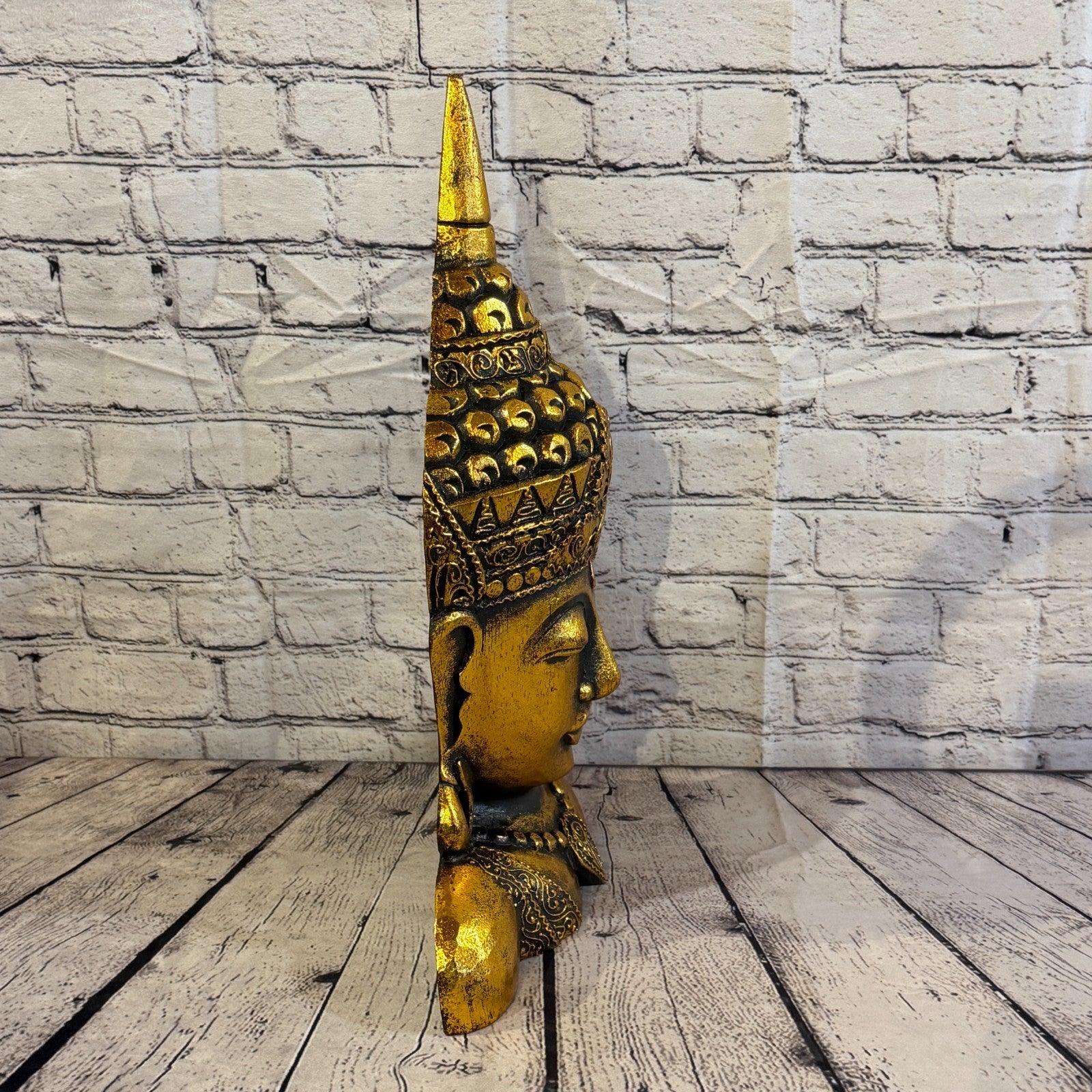 50cm Gold Head Shoulder Buddha Ornament Sculpture Statue Buddhas Handcarved Wood3