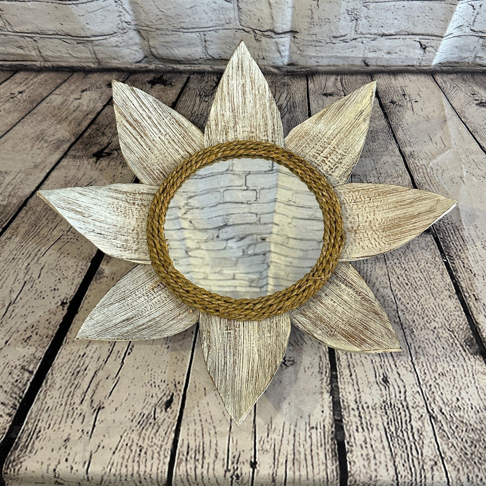 Leaf White Sun Flame Mosaic Tile Wall Mirror 40cm x 40cm 16Inches Handmade3