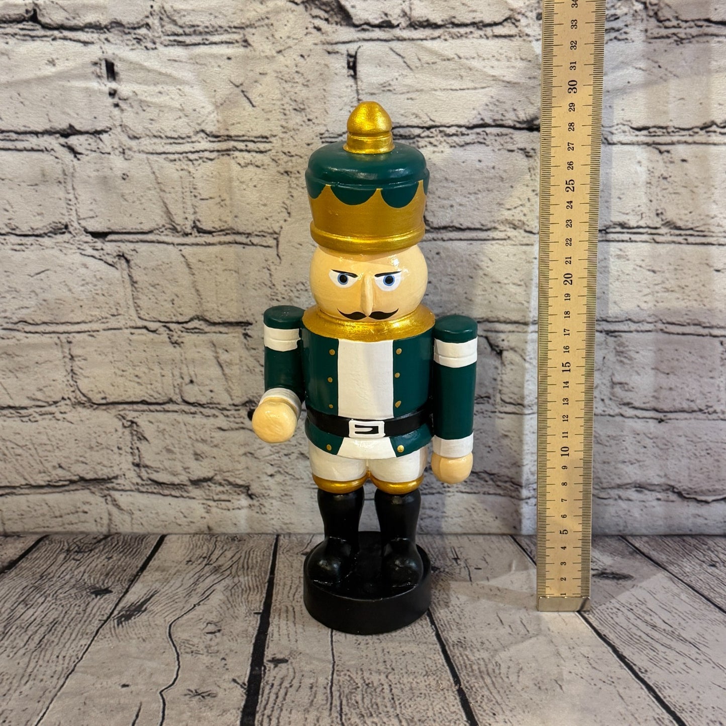 30cm Green Top Hat Nut Cracker Soldier Handcrafted Wood Xmas Christmas Ornament5