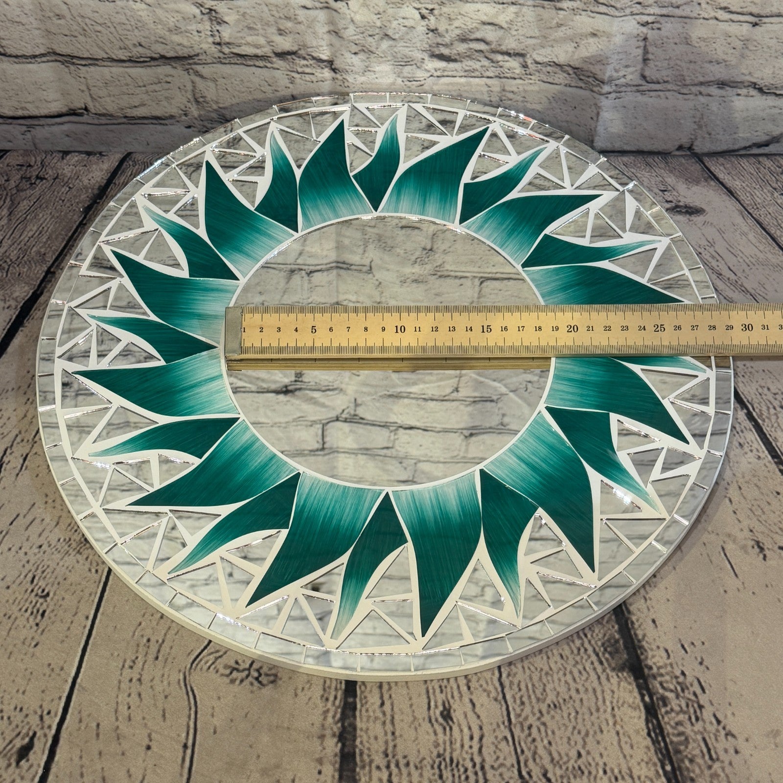 Green Sun Flame Mosaic Tile Wall Mirror 40cm x 40cm 16 Inches Handmade5