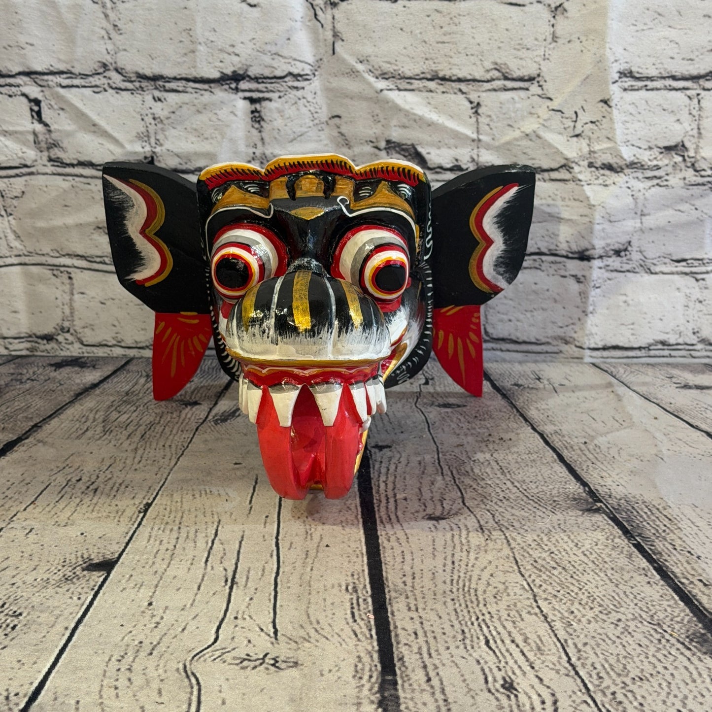 20cm Naga Basukih Black Dragon Hindu Deity Wooden Hand Carved Mask Painted3
