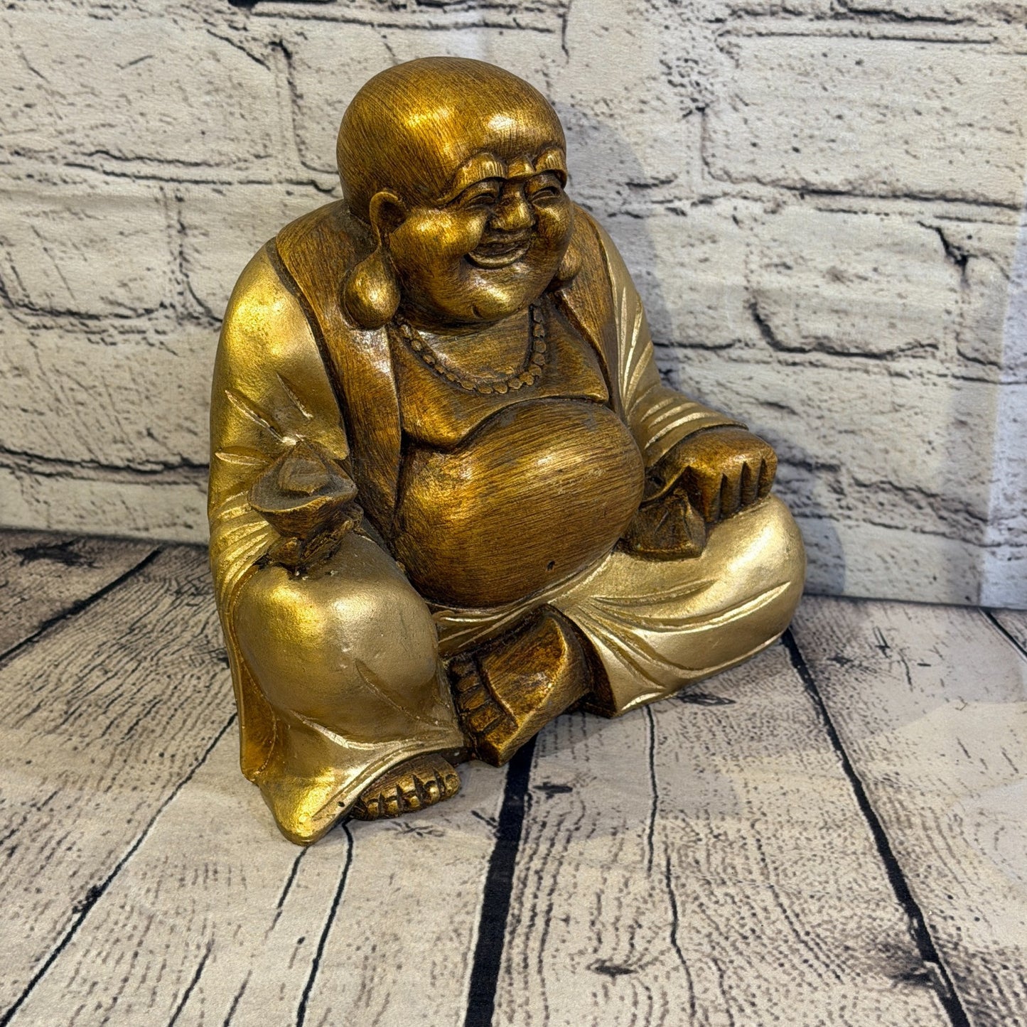 Bronze & Bronze 20cm x 20cm Large Chinese Buddha Sitting On Lotus Statue Resin2