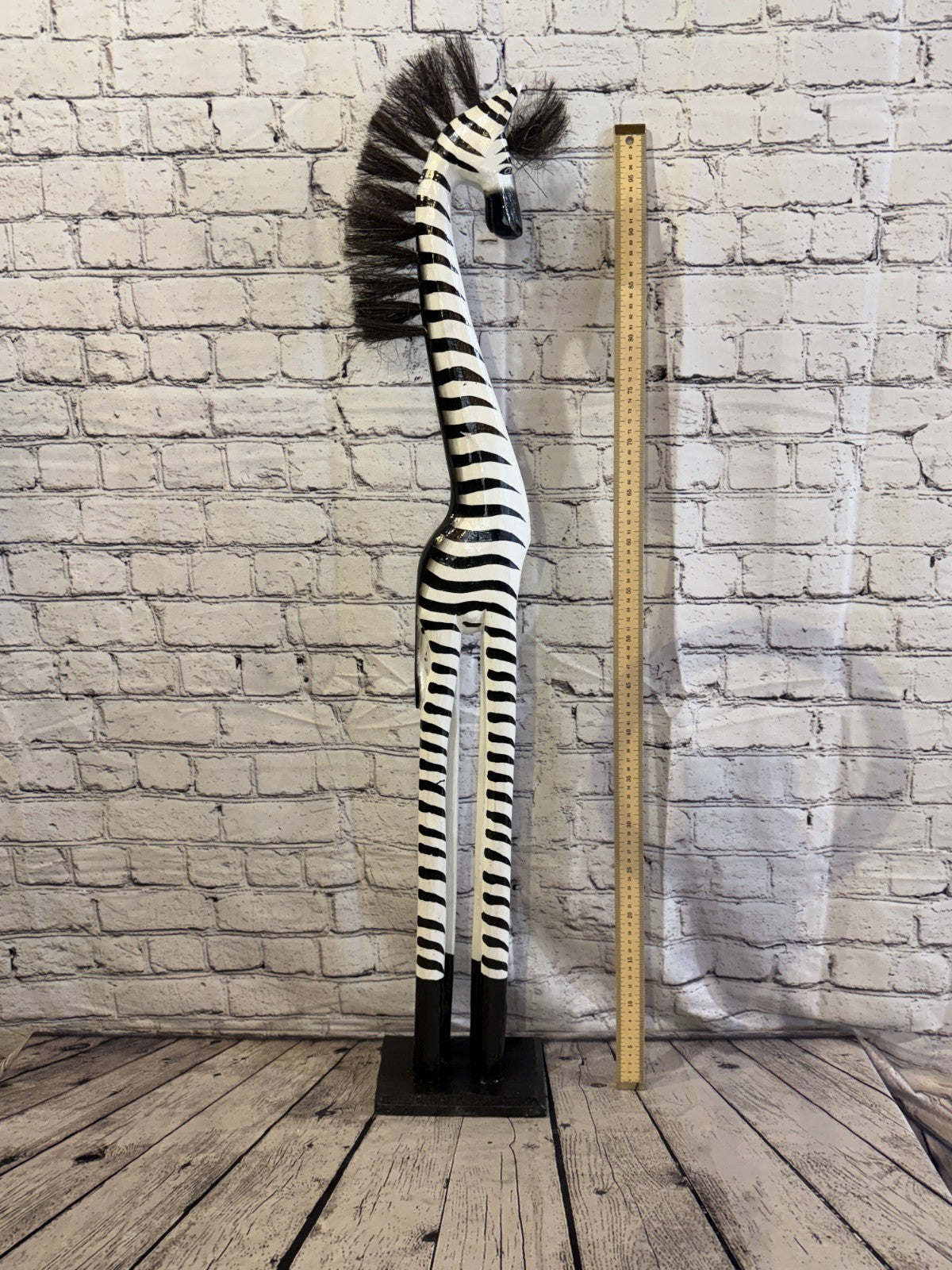 100cm Painted Wooden Zebra Standing Single Carved Solid Wood Zebra Handmade5