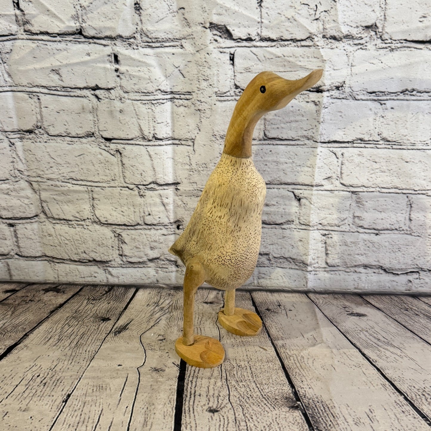 Looking Forward 30cm Tall Wooden Smooth Duckling Baby Duck Bamboo Root Fairtrade2