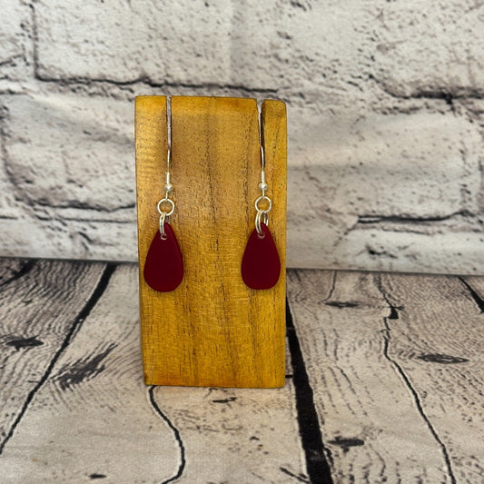 Orange Recycled Teardrop Silver Plate Dangle Drop Earrings Handmade UK Jewellery0