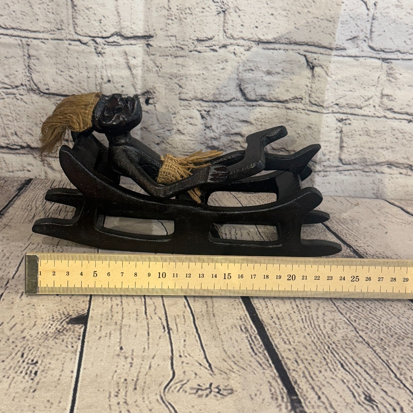 25cm Long Sun Lounger African Tribal Warrior Man Figure Statue Wood Hand Carved6