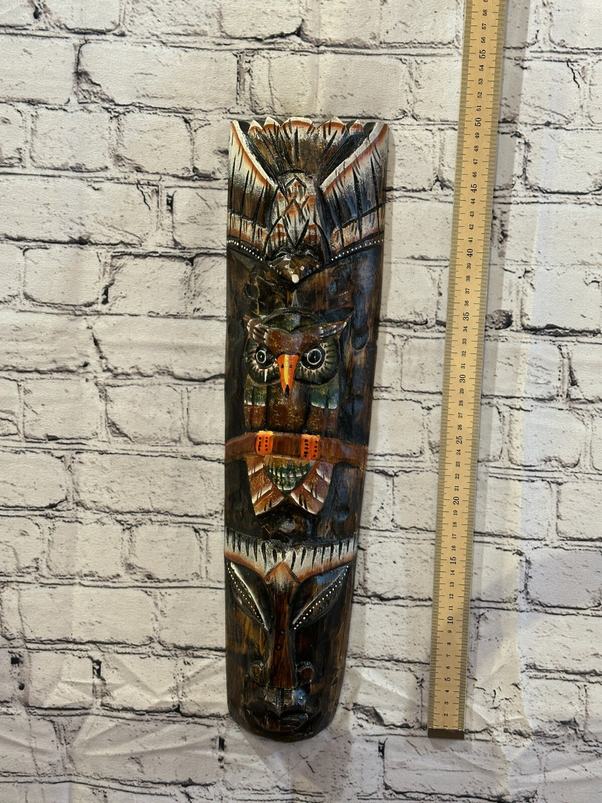 50cm Eagle Owl Hand Carved Fair Trade Wooden Animal Wall Art Wall Hang Mask4