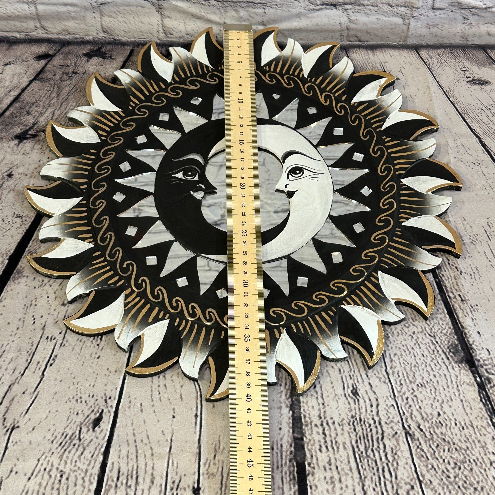 Black 2 Moon Mosaic Tile Wall Mirror 40cm x 40cm 16 Inches Handmade Fairtrade5