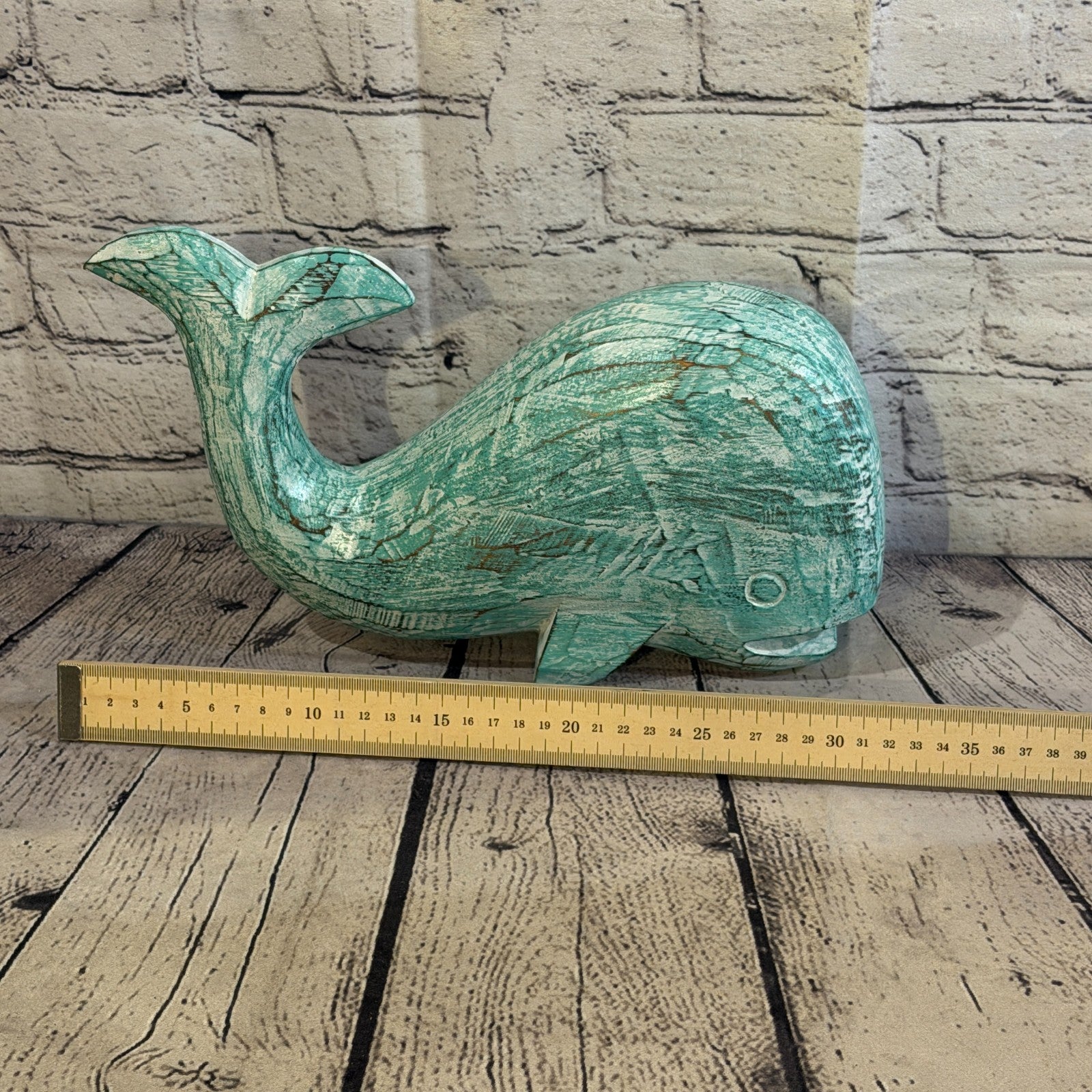 30cm x 15cm Whale Green Fish Wood Coastal Ocean Bathroom Decoration6
