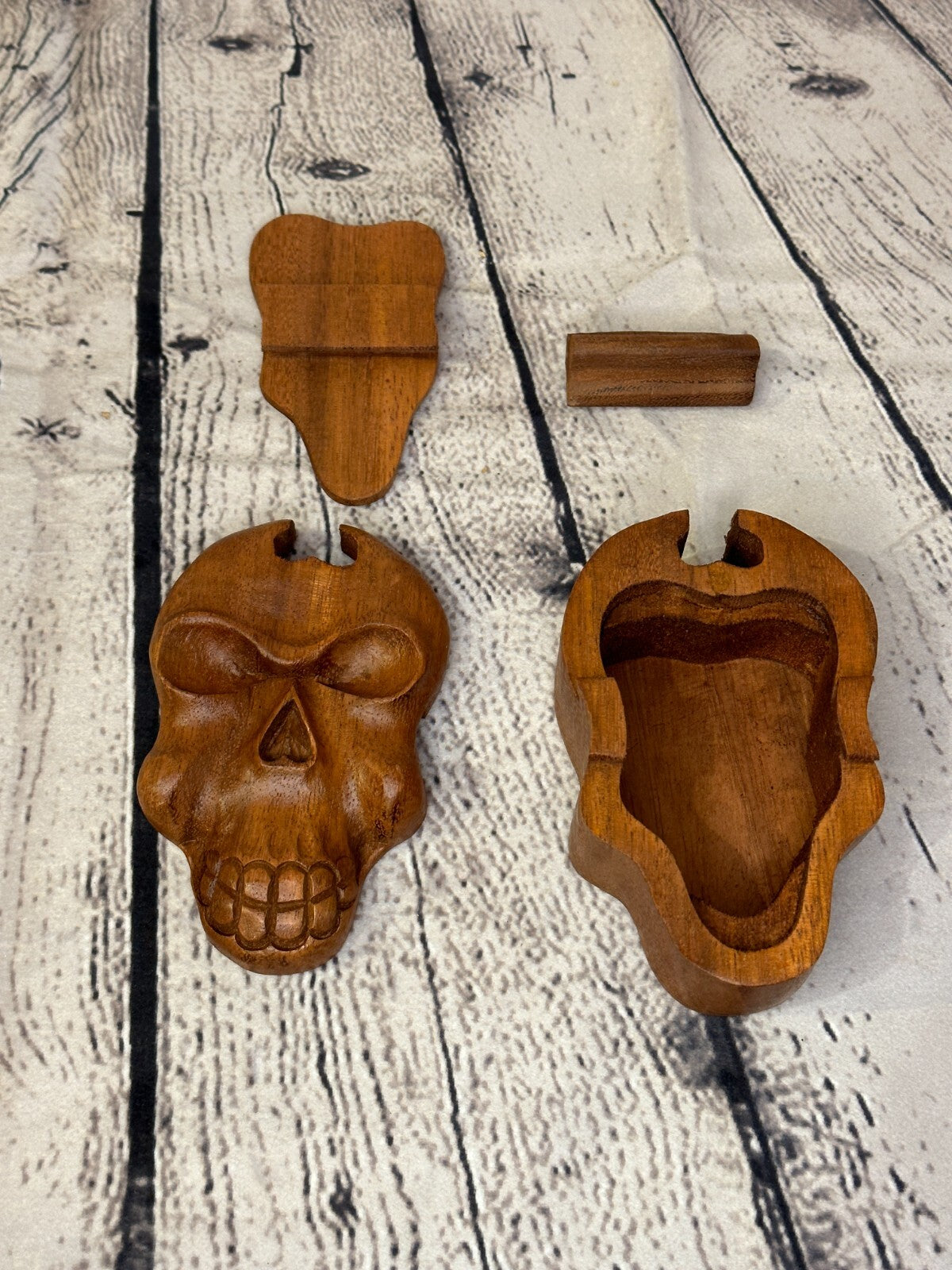 Skull Face Head 4 Bit Wooden Puzzle Box Secret Box Magic Trinket Handmade1