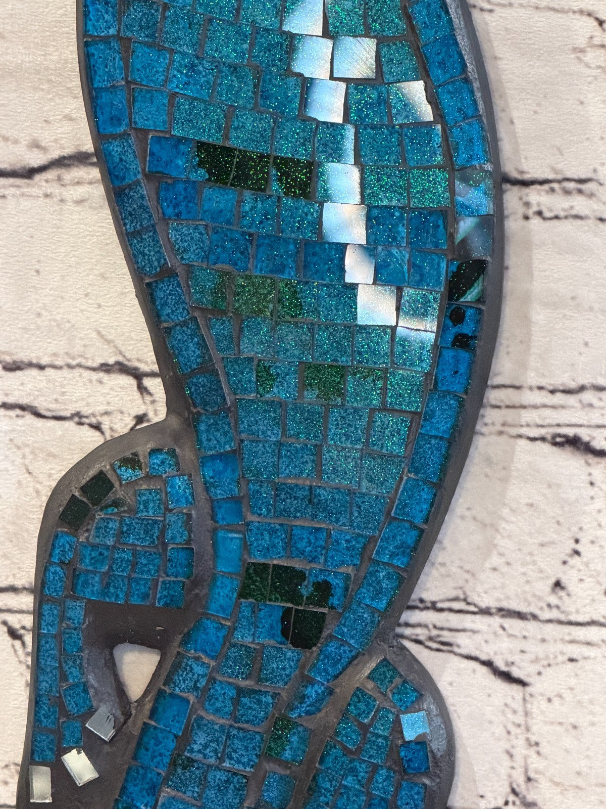 50cm Gecko Sparkling Blue Mosaic Wall Hanging Wooden Ornaments Wood Carving5