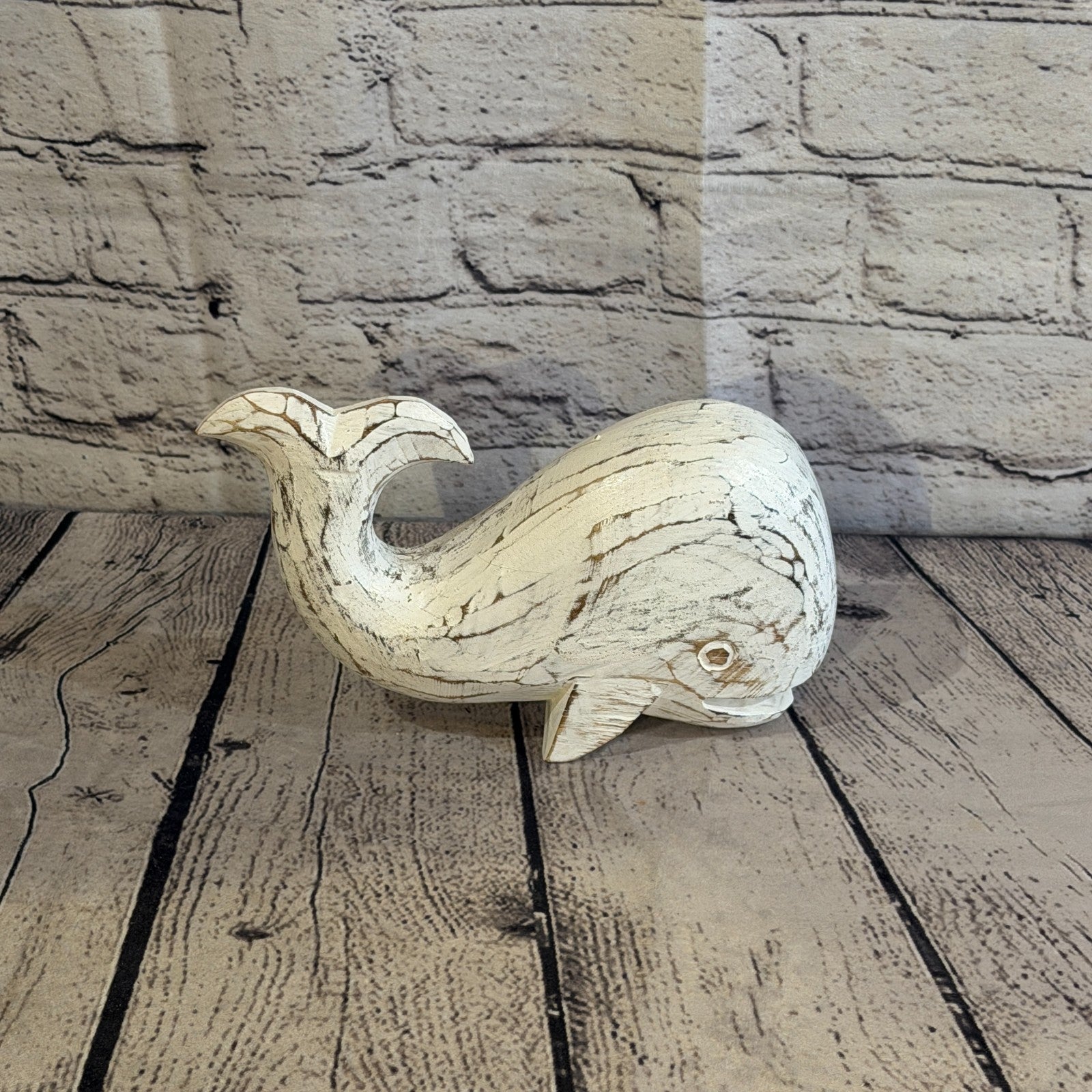 20cm x 12cm Whale White Fish Wood Coastal Ocean Bathroom Decoration3