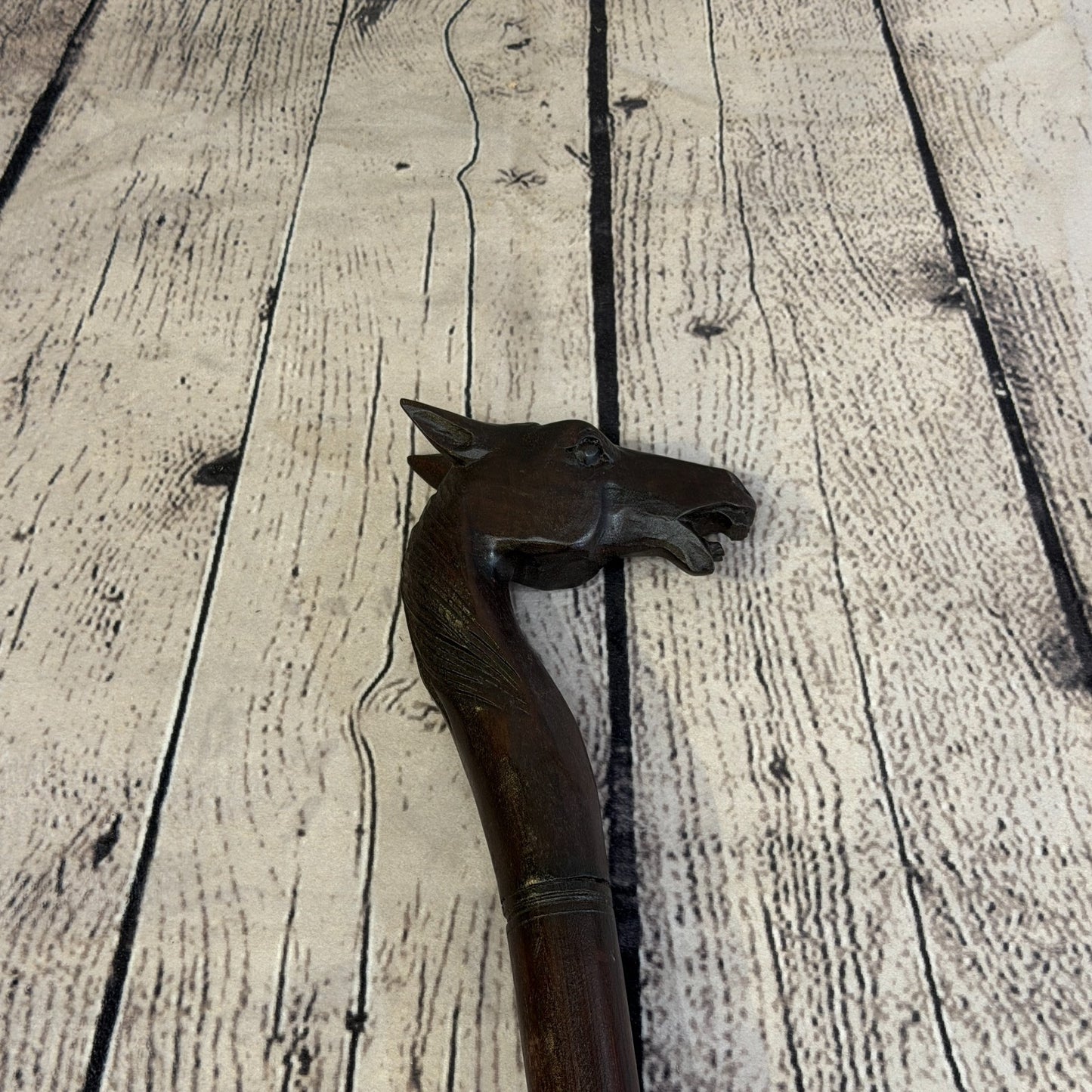 Horse Head 90cm Tribal African Walking Stick Cane Hand Carved Dark Wood4
