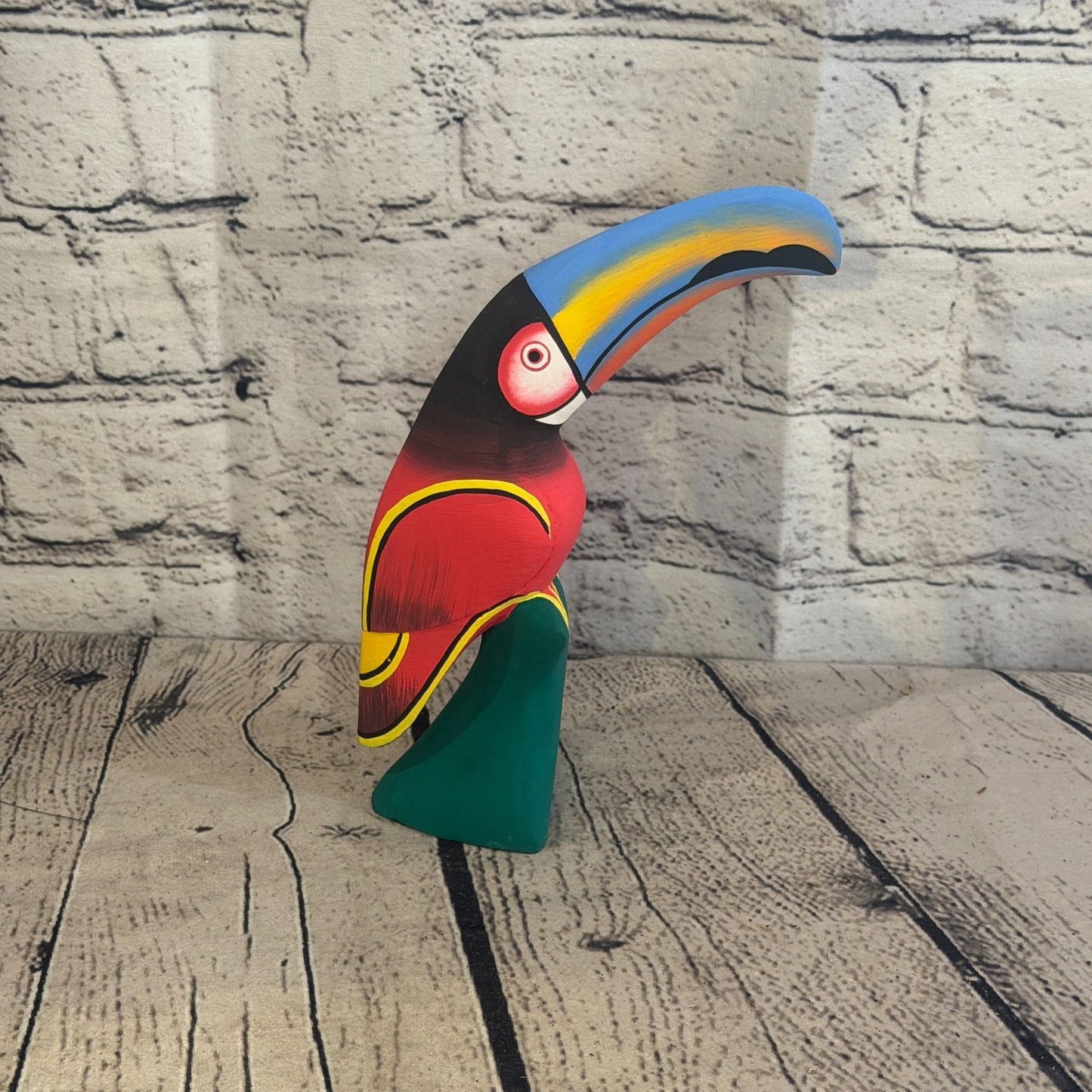 15cm Dark Red Toucan Bird Ornament Statue Fair Trade Hand Made Carved Wood3