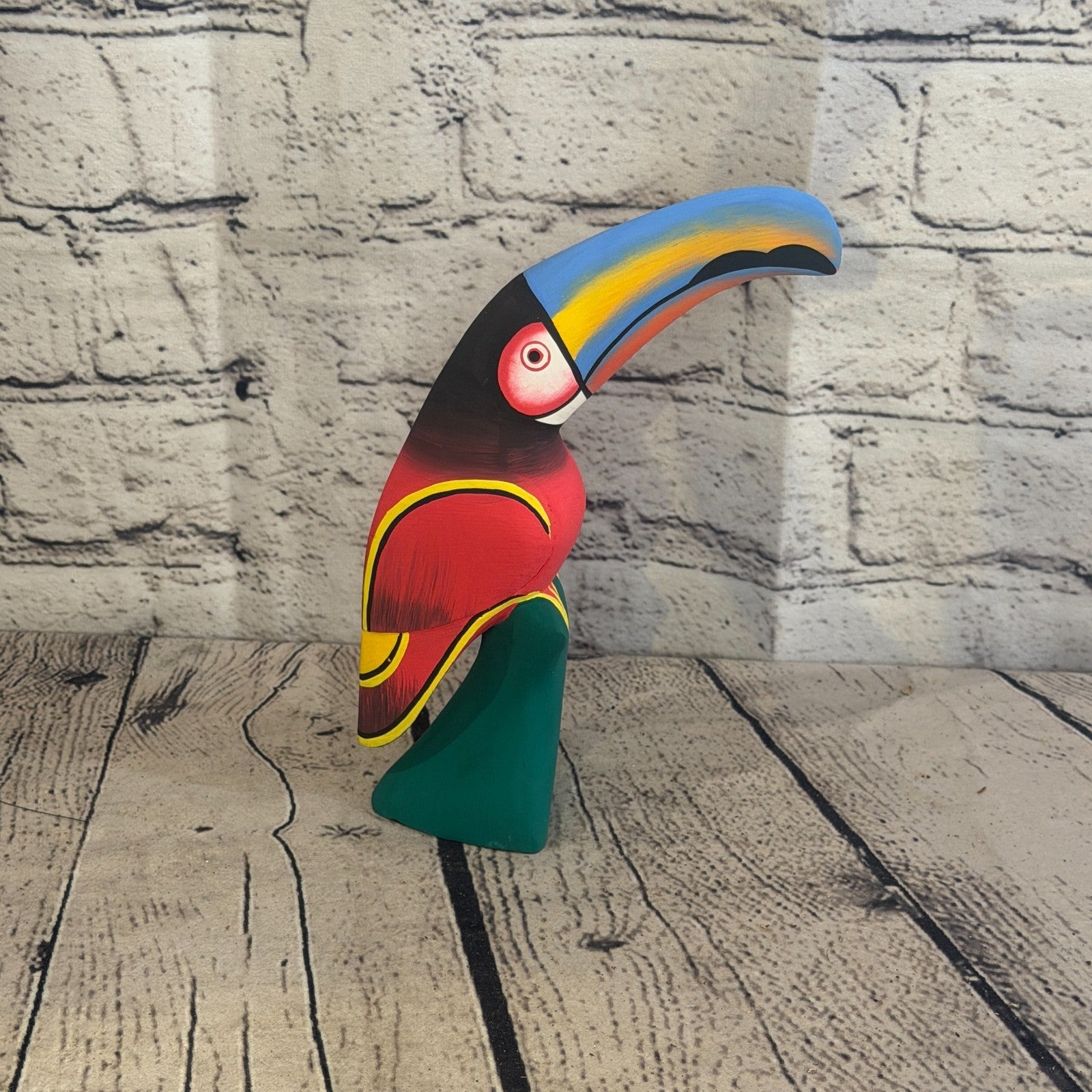 15cm Dark Red Toucan Bird Ornament Statue Fair Trade Hand Made Carved Wood3