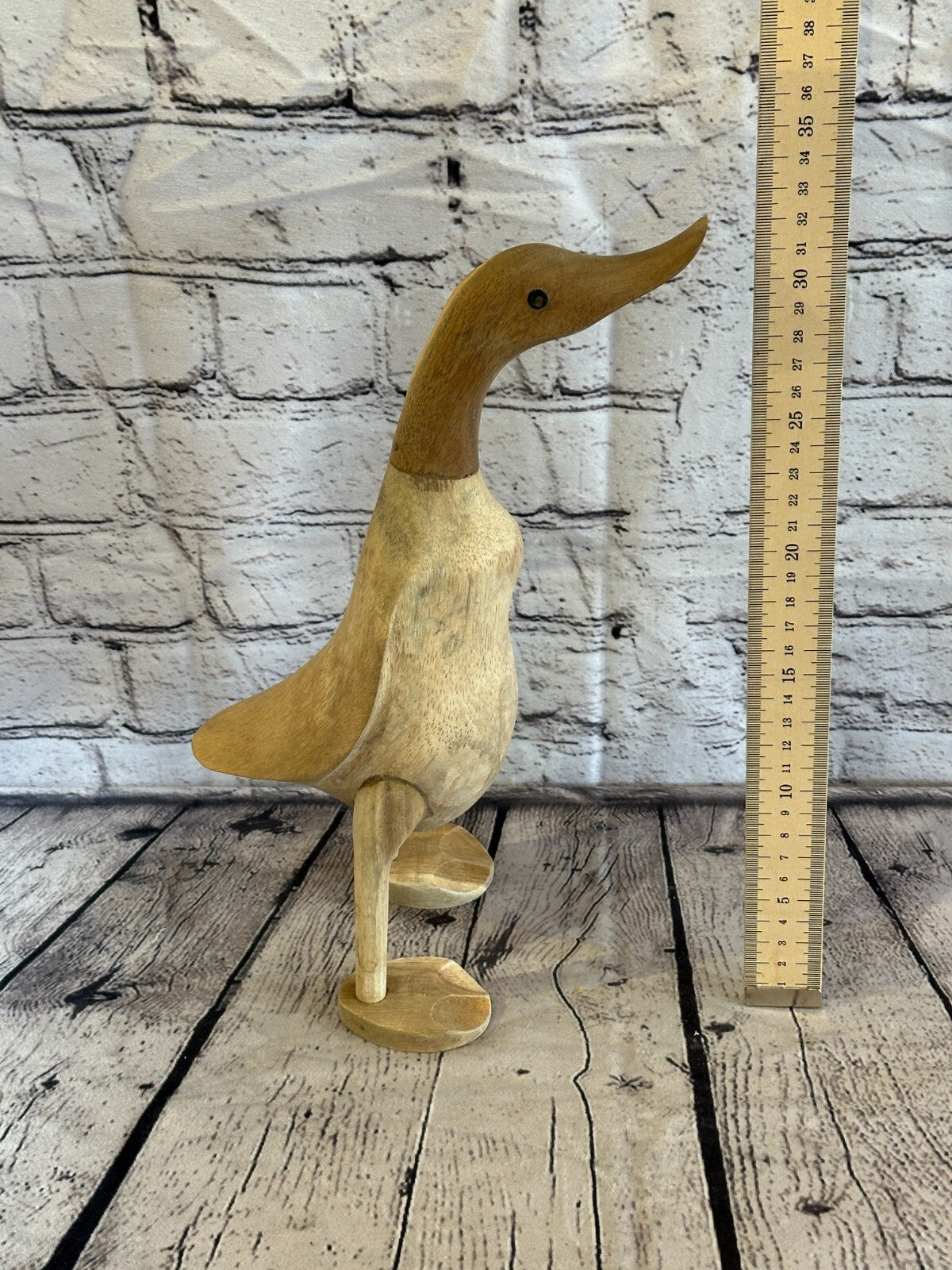 Looking Forward 30cm Tall Wooden Hairy Duckling Baby Duck Bamboo Root Fairtrade7