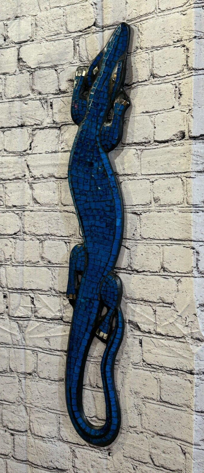 80cm Gecko Dark Blue Mosaic Wall Hanging Wooden Ornaments Wood Carving2