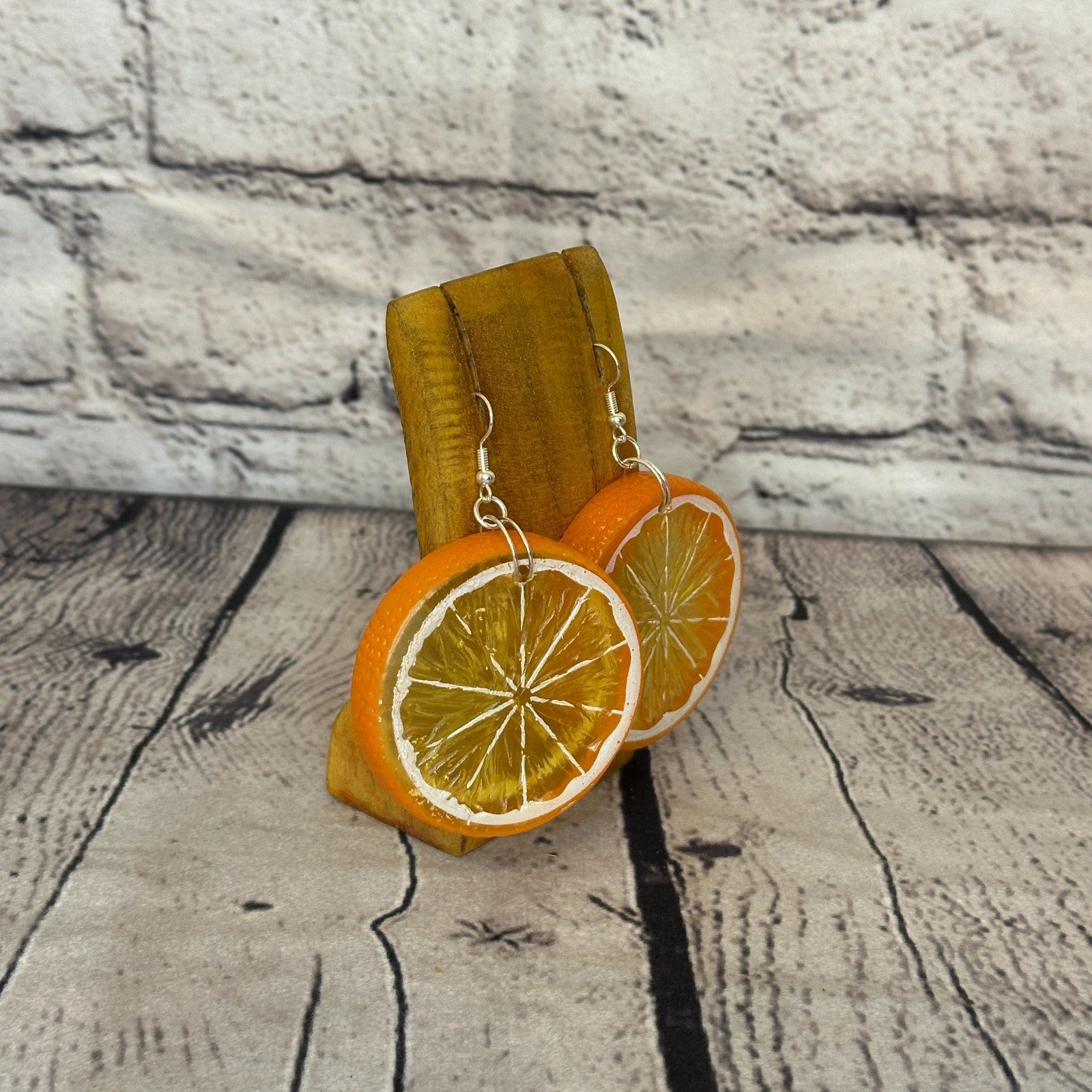 Orange Slices Plastic Novelty Party Dangle Drop Earrings Handmade UK Jewellery2