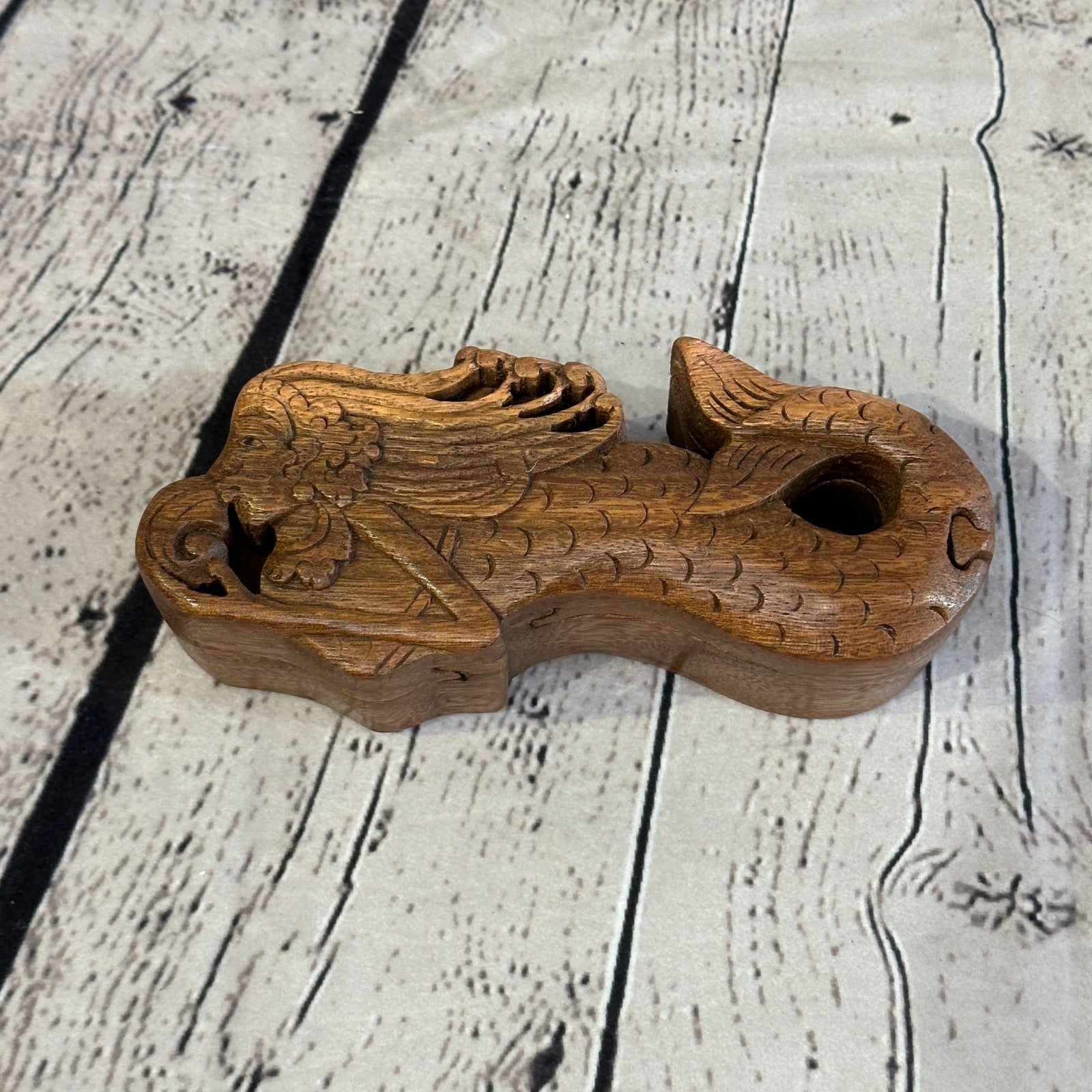 Carved Mermaid 4 Bit Wooden Puzzle Box Secret Box Magic Trinket Handmade0