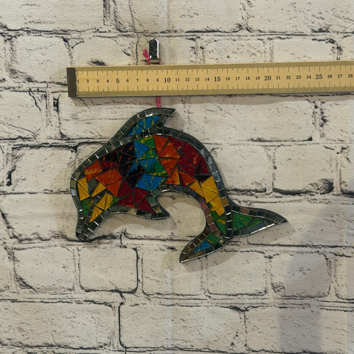 Rainbow Dolphin Fish Mosaic Tile Wall Mirror 20cm x 20cm Handmade New3