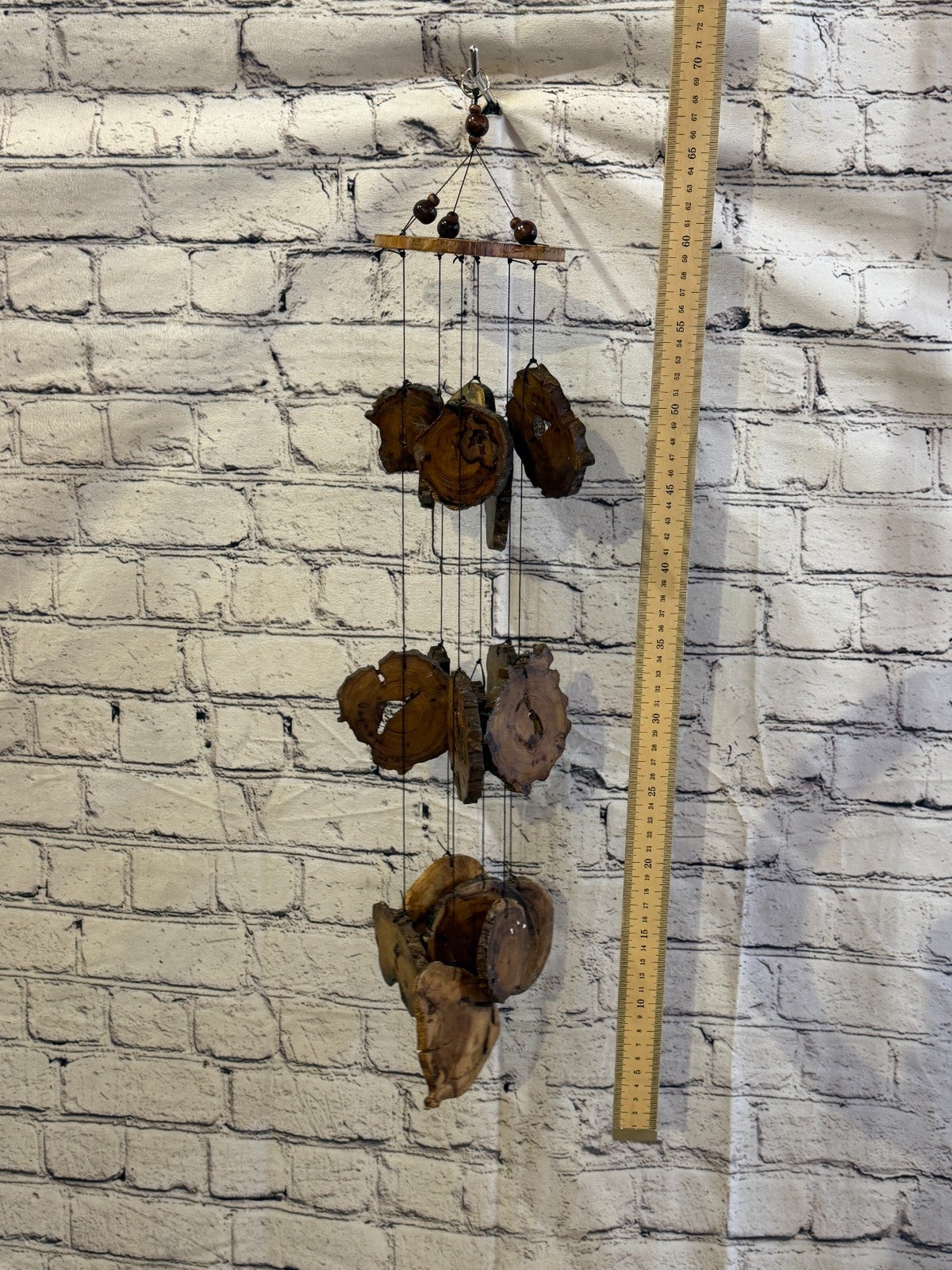Teak Slice Wood Bamboo Windchime Plain 60cm Garden Gift Summer Handmade Chimes4