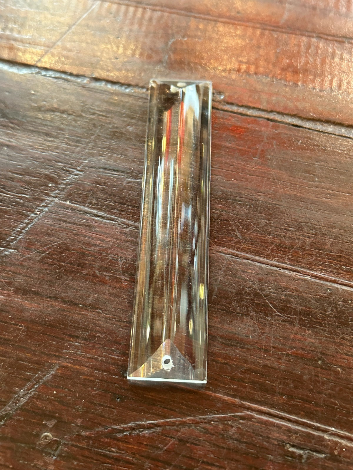 5 Large 2 Hole Crystal Clear Glass Faceted Sun Catcher Long Pendant 10cm x 2cm1