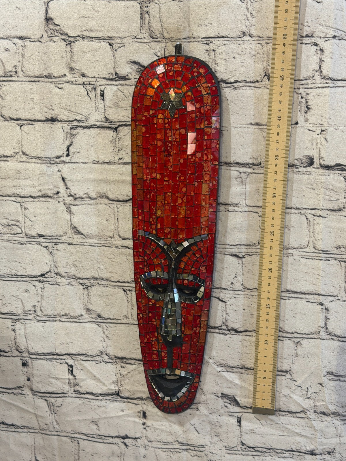 50cm Mask Red Mosaic Wall Hanging Wooden Ornaments Wood Carving4