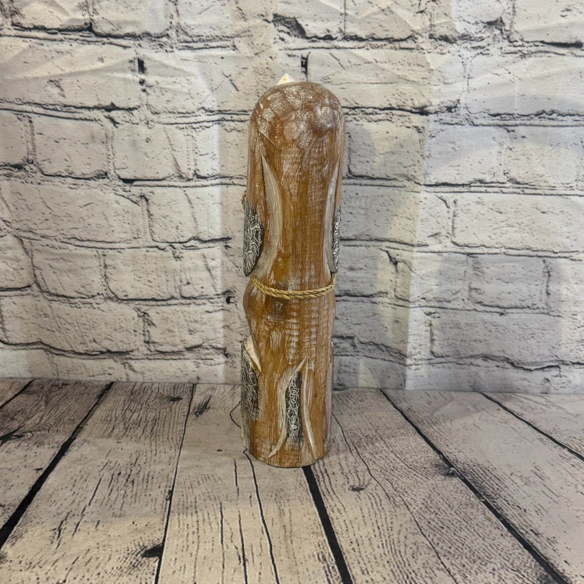 30cm Light Brown Wooden Shabby Dog Statue Ornament Fair Trade Handcarved4