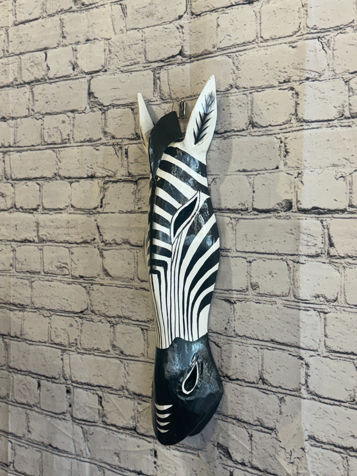50cm Zebra Stripe Hand Carved Fair Trade Wooden Animal Wall Art Wall Hang Mask1