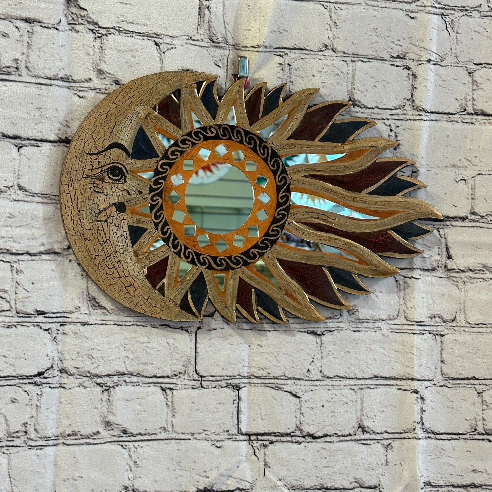 Gold Full Moon Mosaic Tile Wall Mirror 40cm x 25cm 16 Inches Handmade Fairtrade0