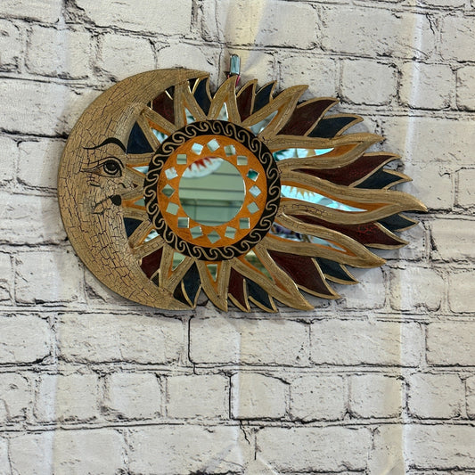 Gold Full Moon Mosaic Tile Wall Mirror 40cm x 25cm 16 Inches Handmade Fairtrade0