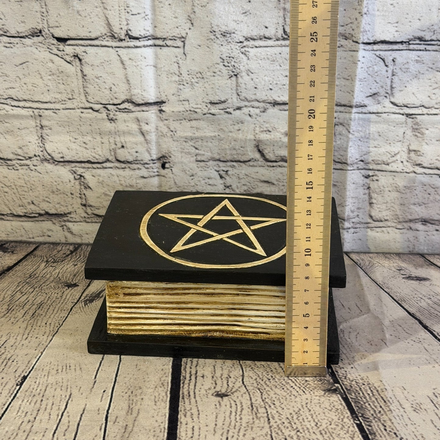 20cm x 12cm x 8cm Book Wood Gothic Pentagram Skull Coffin Jewellery Trinket Box8