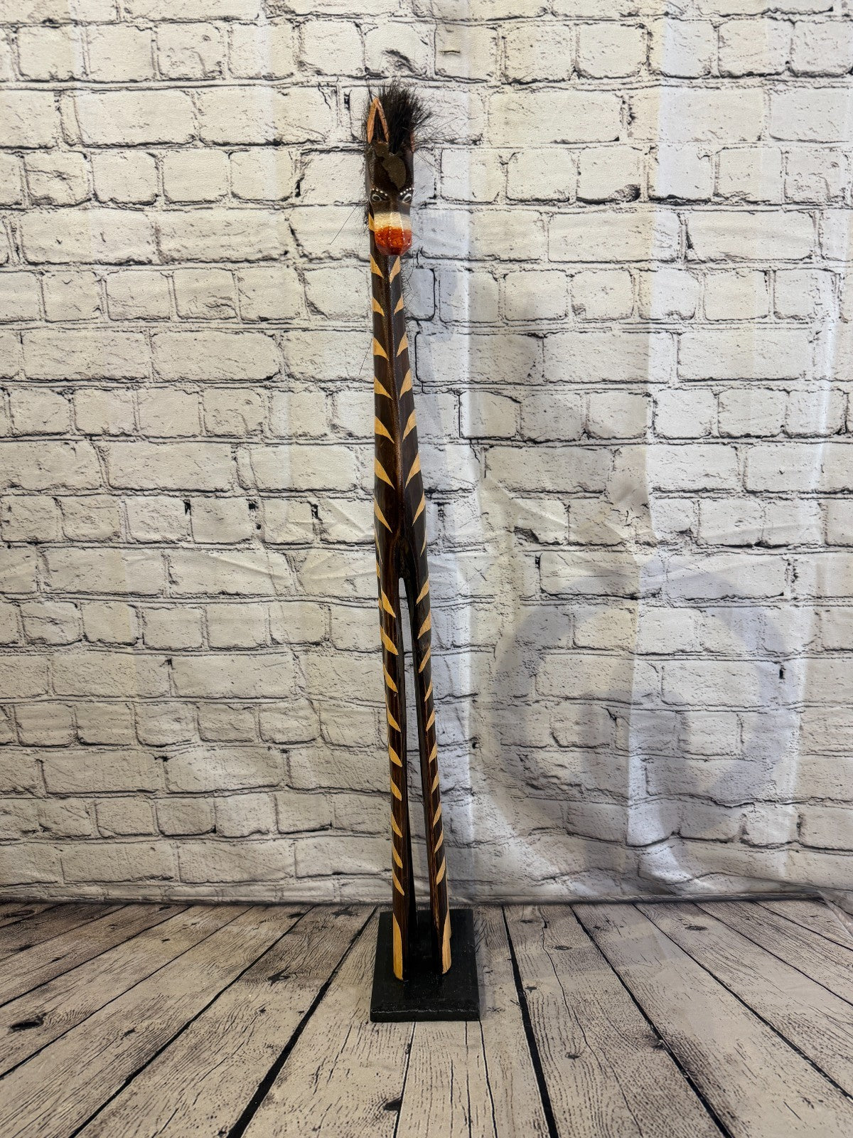 80cm Painted Wooden Horse Standing Single Carved Solid Wood Zebra Handmade1