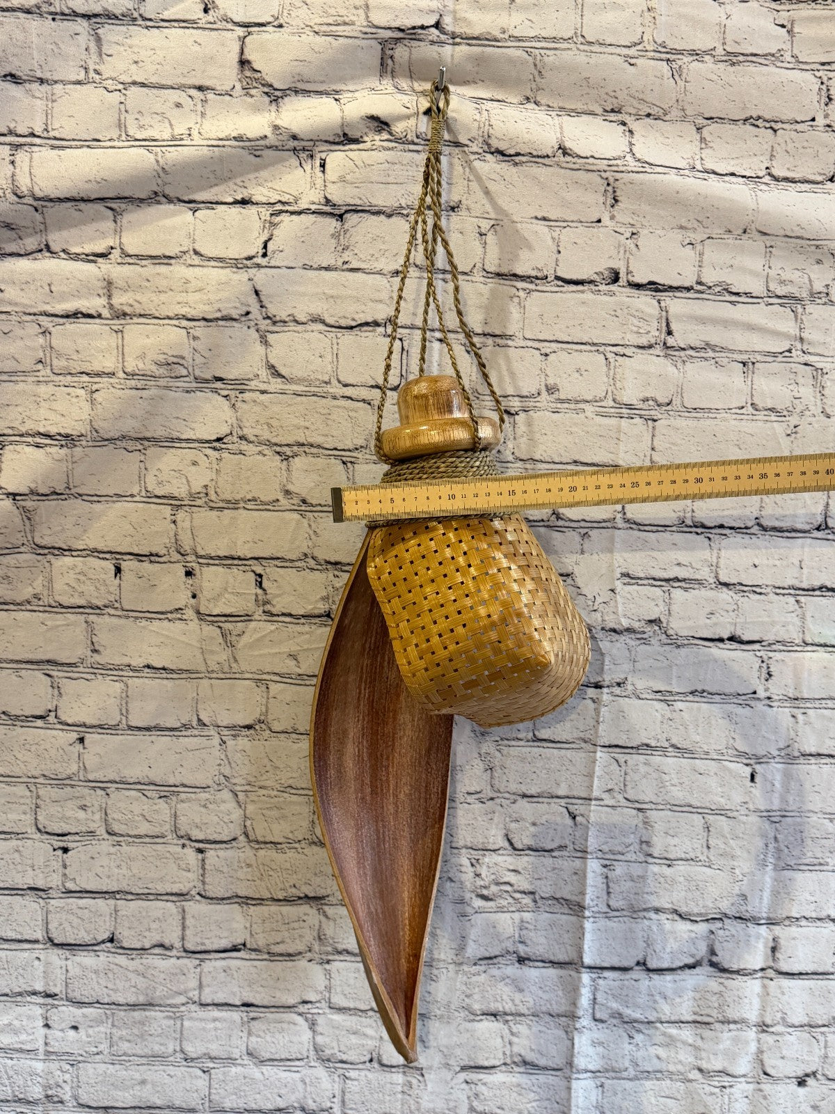 65cm x 25cm Natural Leaf Rattan Ceiling Pendant Light Shade Lampshade LED Bulb3