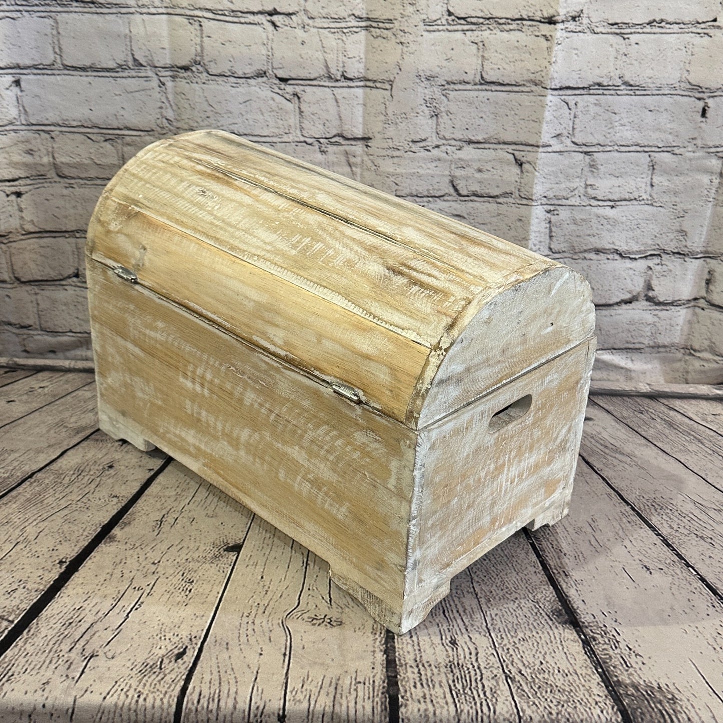 40cm x 28cm x 22cm White Home Wood Box Wooden Chest Storage Craft Handles Lid4
