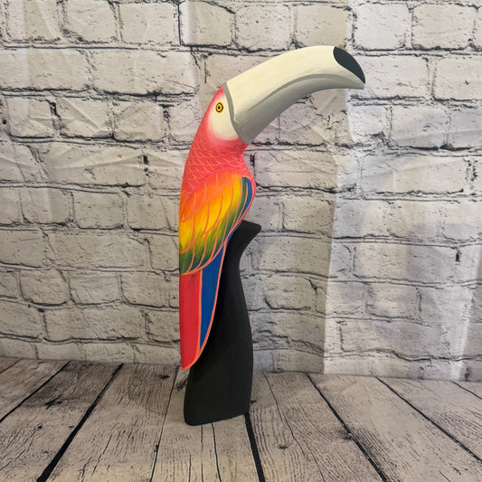 40cm Bright Red Toucan Bird Ornament Statue Fair Trade Hand Made Carved Wood0