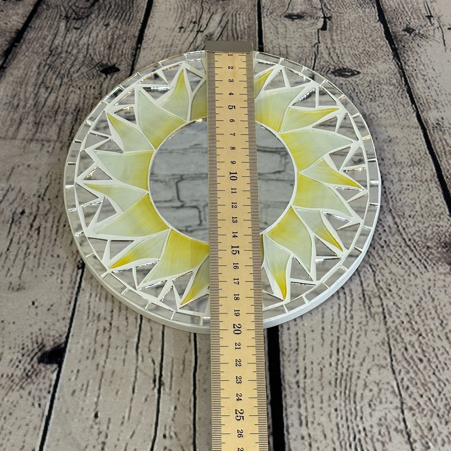 White Sun Flame Mosaic Tile Wall Mirror 20cm x 20cm 8 Inches Handmade4