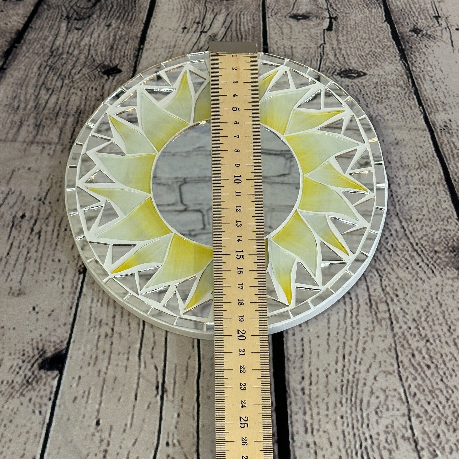 White Sun Flame Mosaic Tile Wall Mirror 20cm x 20cm 8 Inches Handmade4