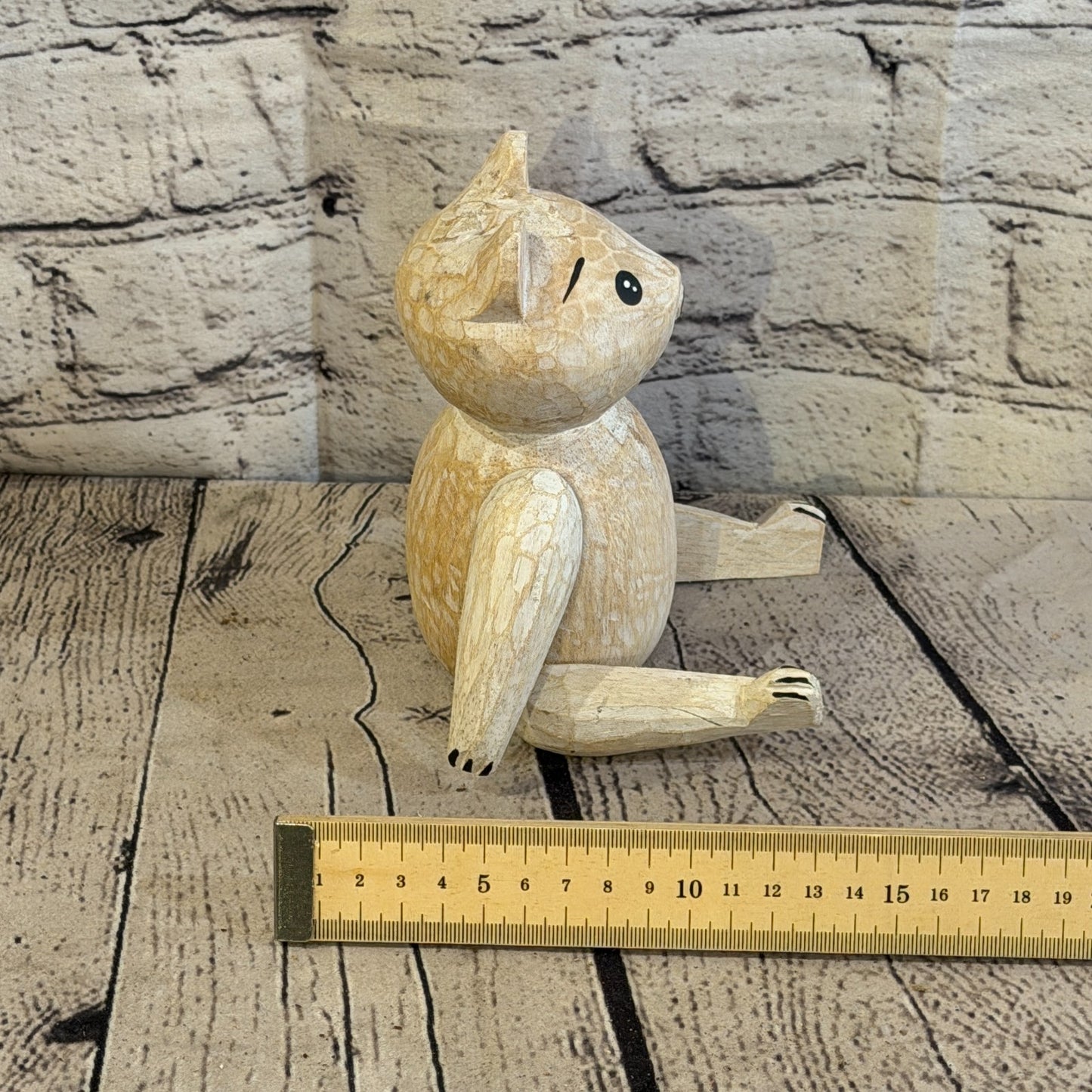 15cm Brown Teddy Bear Sitting Animal, Wooden Shelf Ornament Handmade & Fairtrade7
