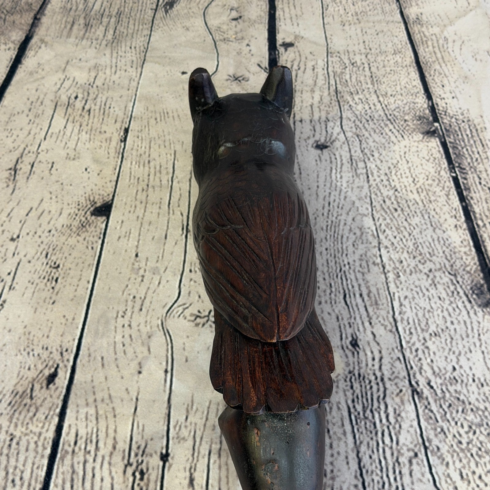 Owl Carving 140cm Tribal African Walking Stick Staff Cane Hand Carved Dark Wood8